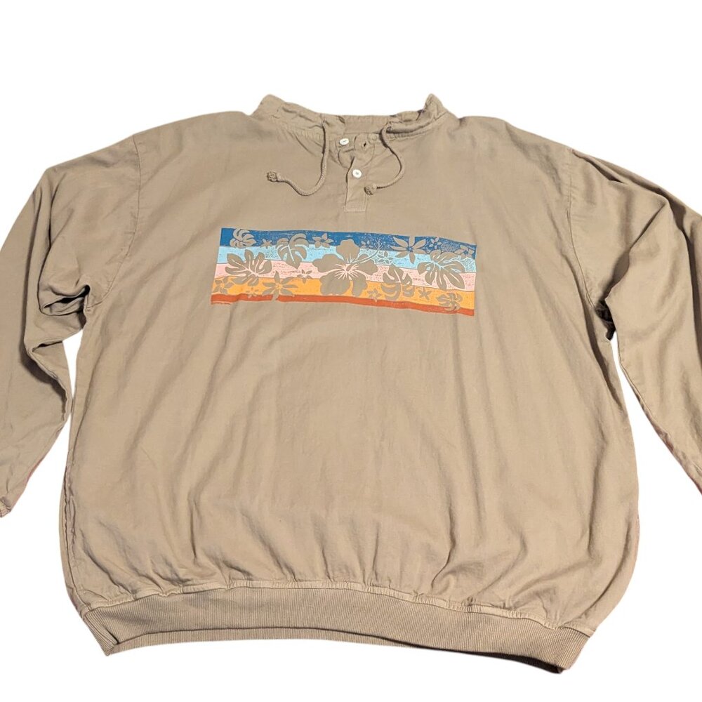 NWT Crazy Shirts Pullover Long Sleeve Kona Coffee Dyed Unisex XXL Hibiscus‎ Top